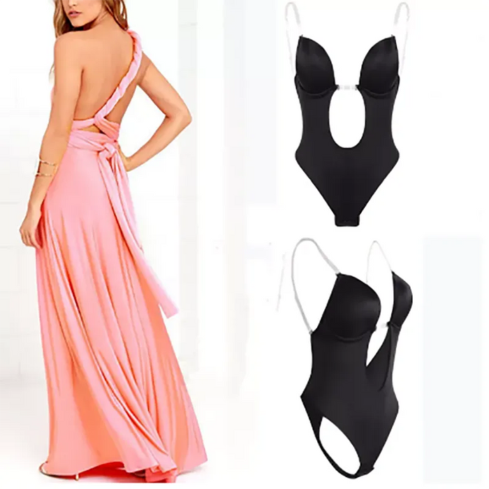 Women Shaperwear Deep V-Neck BackLess Bodysuit